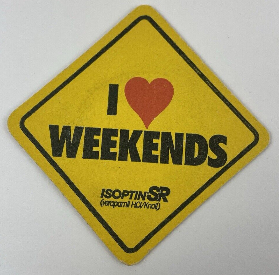 Vintage Coasters Coffee & Weekends Isoptin High BP Pharmaceutical Drug Rep