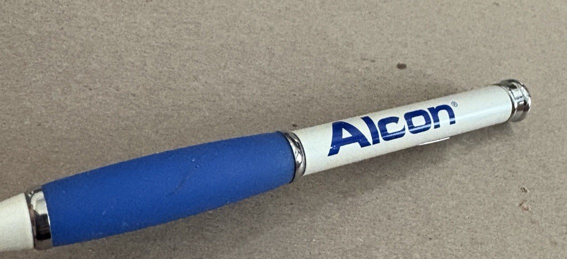 Alcon Eyecare Writing Pen Drug Rep Collectible Blue White Promo Item