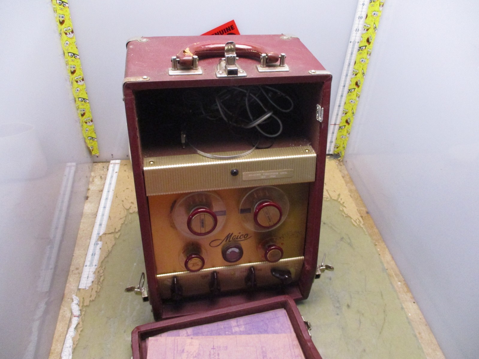 Vintage Maico F-1 Tube Audiometer Precision Hearing Test Instrument {GREY SHELF}