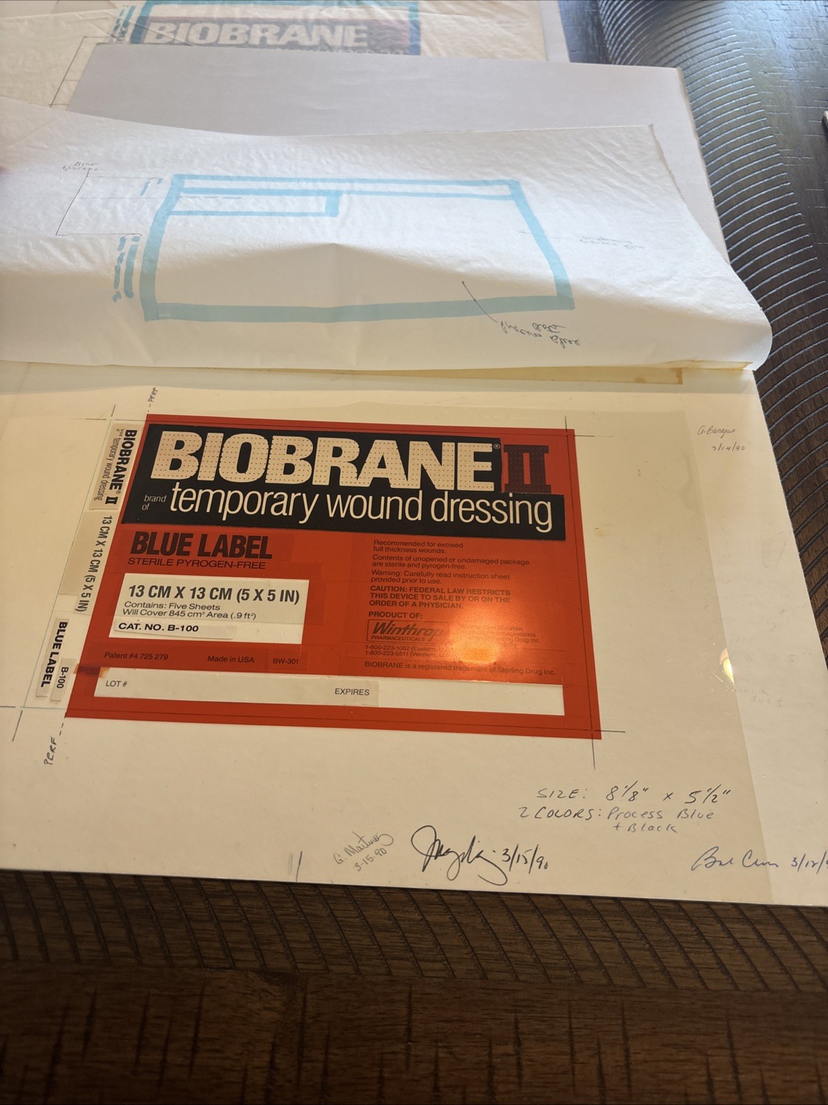 Lot Of 5 BIOBRANE II Signed Original Label Art Works Winthrop Pharma w/ Booklet