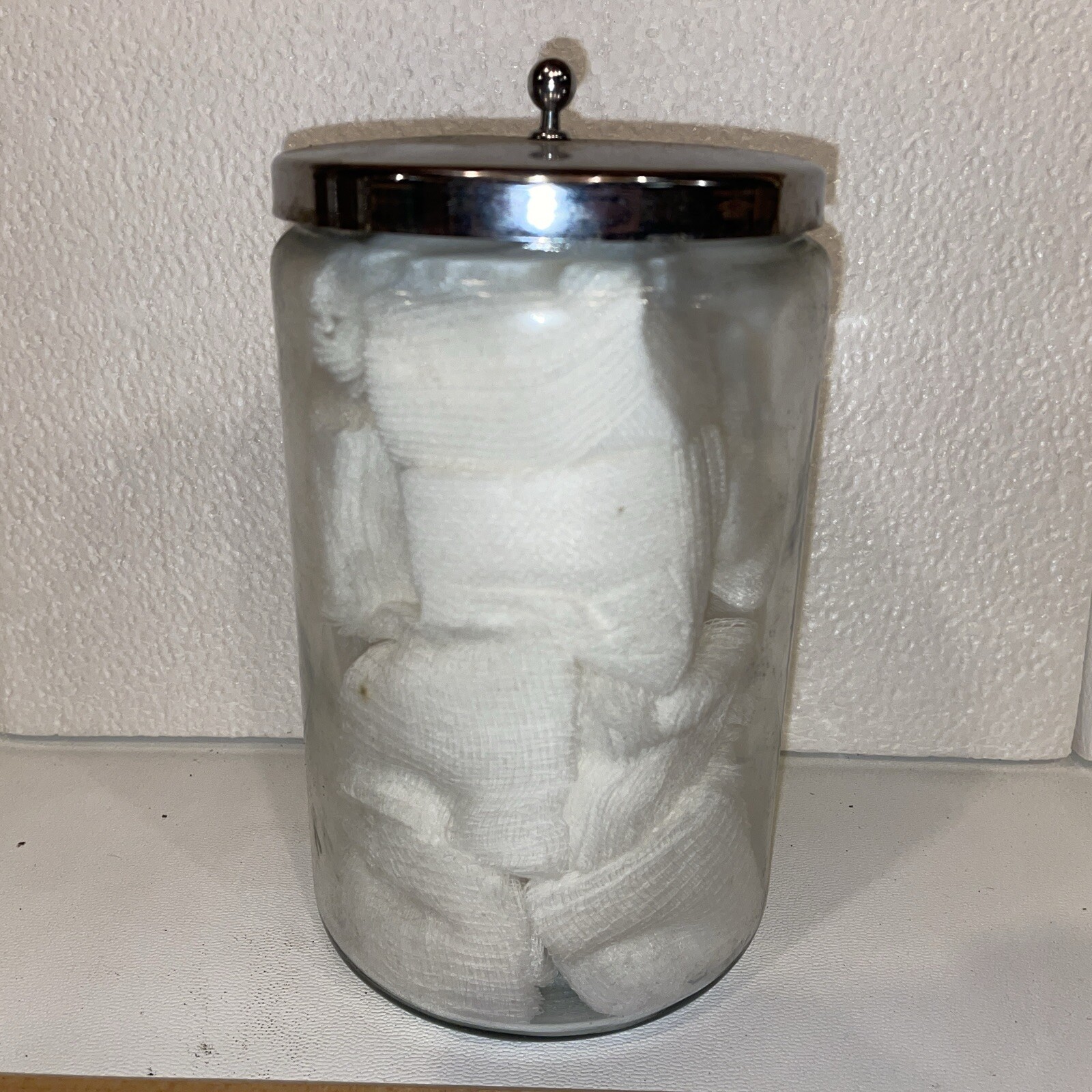 Grafco Medical Apothecary Glass Jars w/ blue letters Gauze
