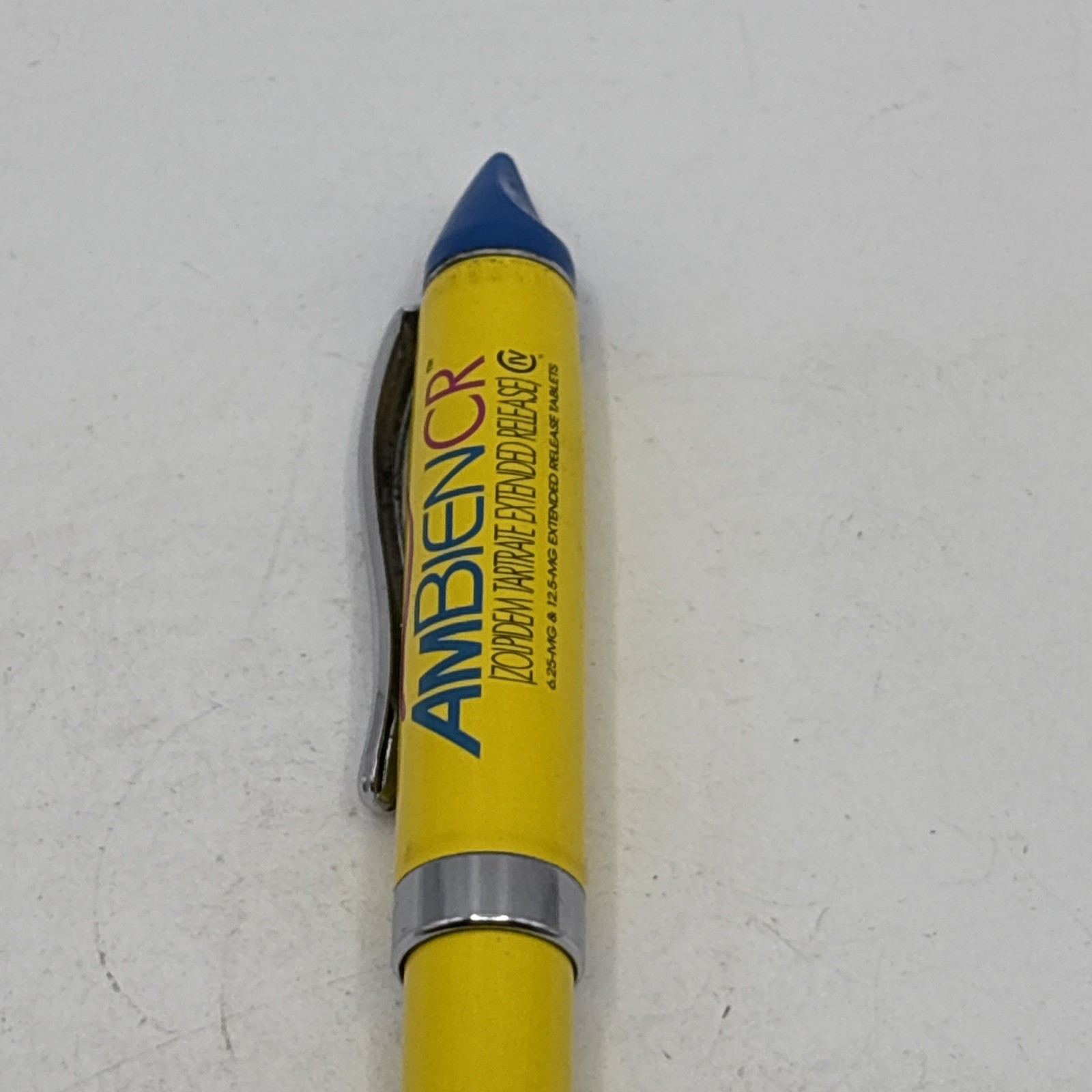 RARE Ambien CR Ink Pen Drug Rep Pharmaceutical Collectible Yellow Pink Blue