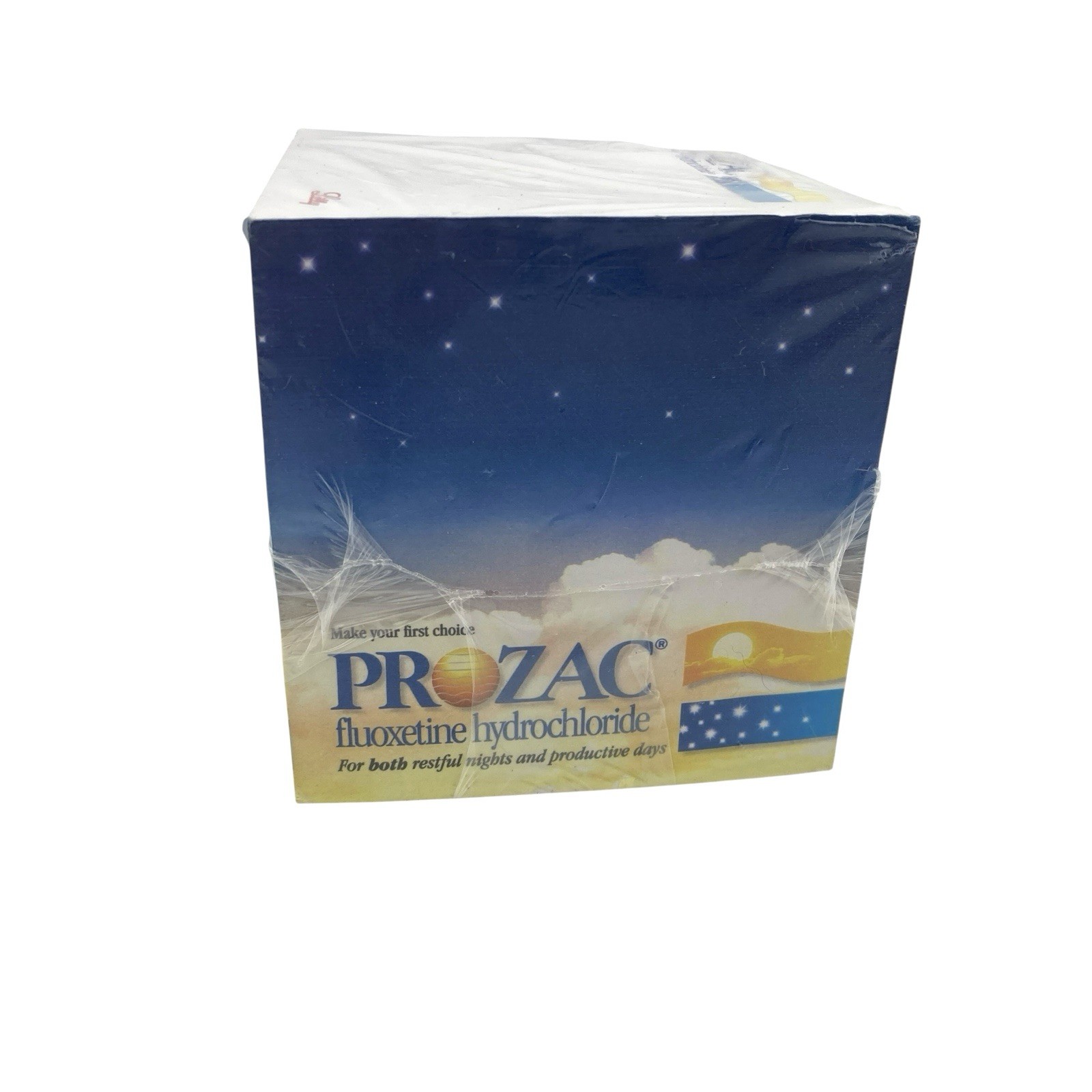 Prozac Pharmaceutical Advertising Note Paper Cube Lilly 1990s Plastic Wrapped