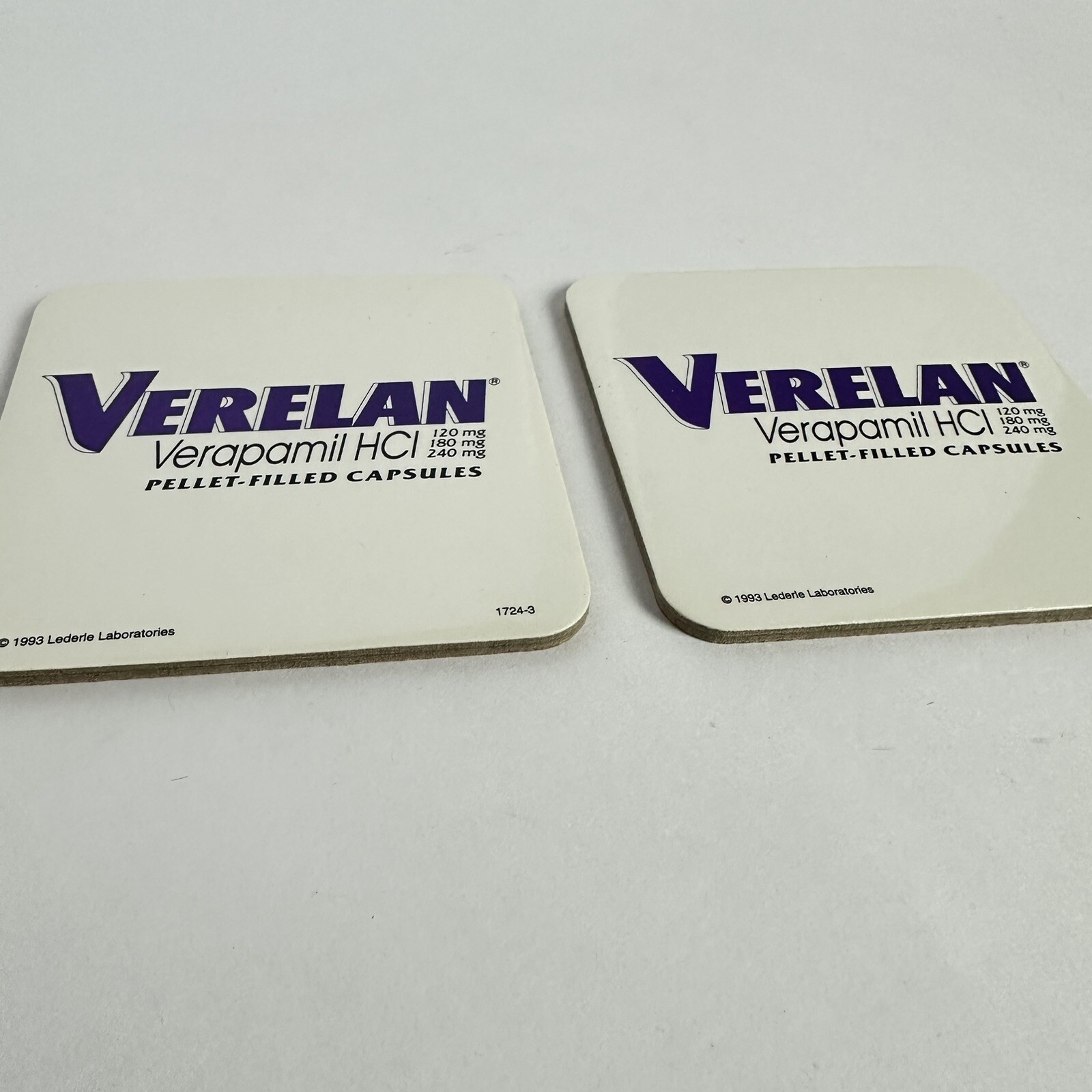 Vintage Verelan Capsules Drink Coasters Drug Rep Promo Pharmaceutical RARE