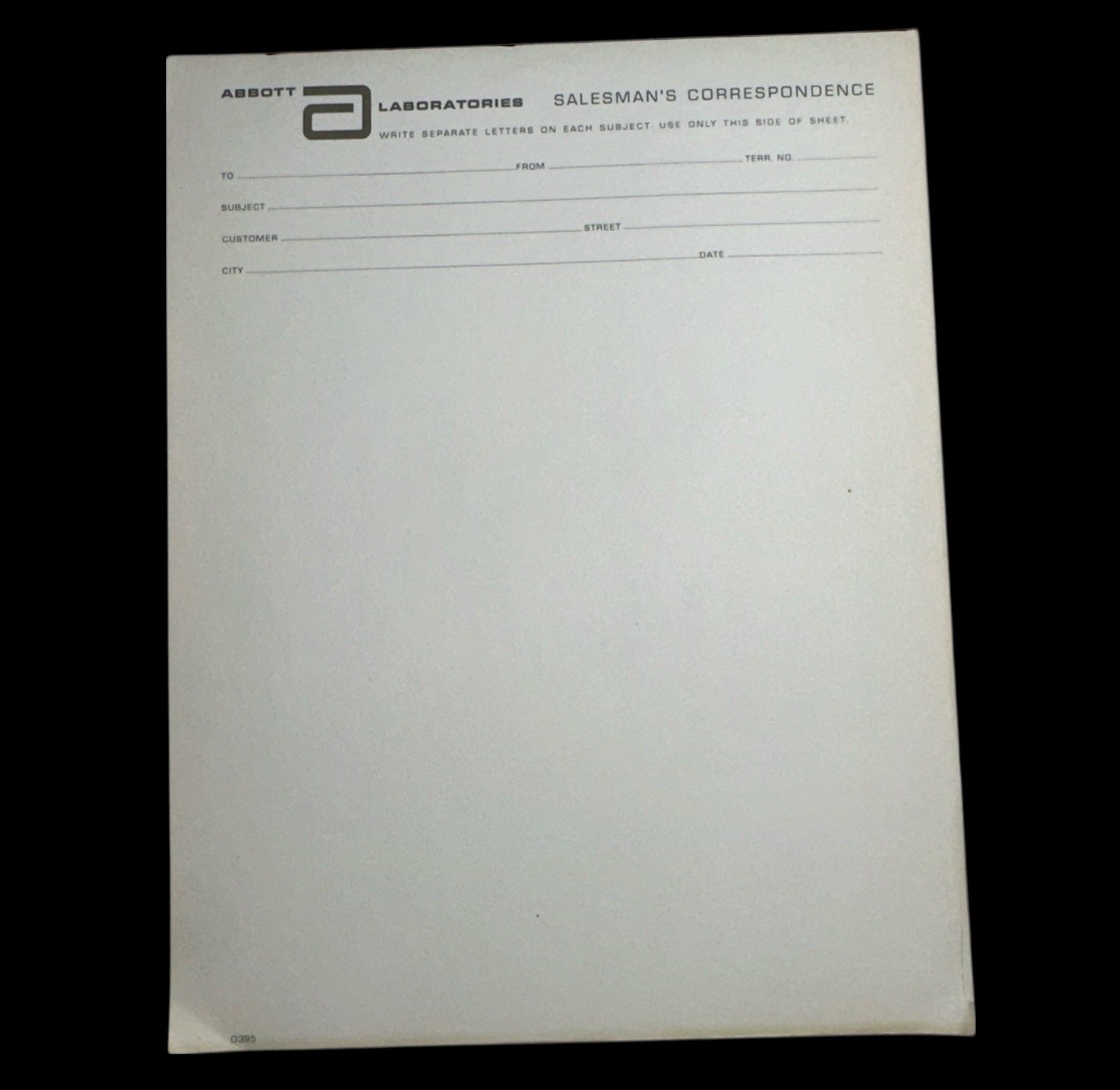 Vintage ABBOTT Laboratories Salesman’s Correspondence Notepad 8.5×11