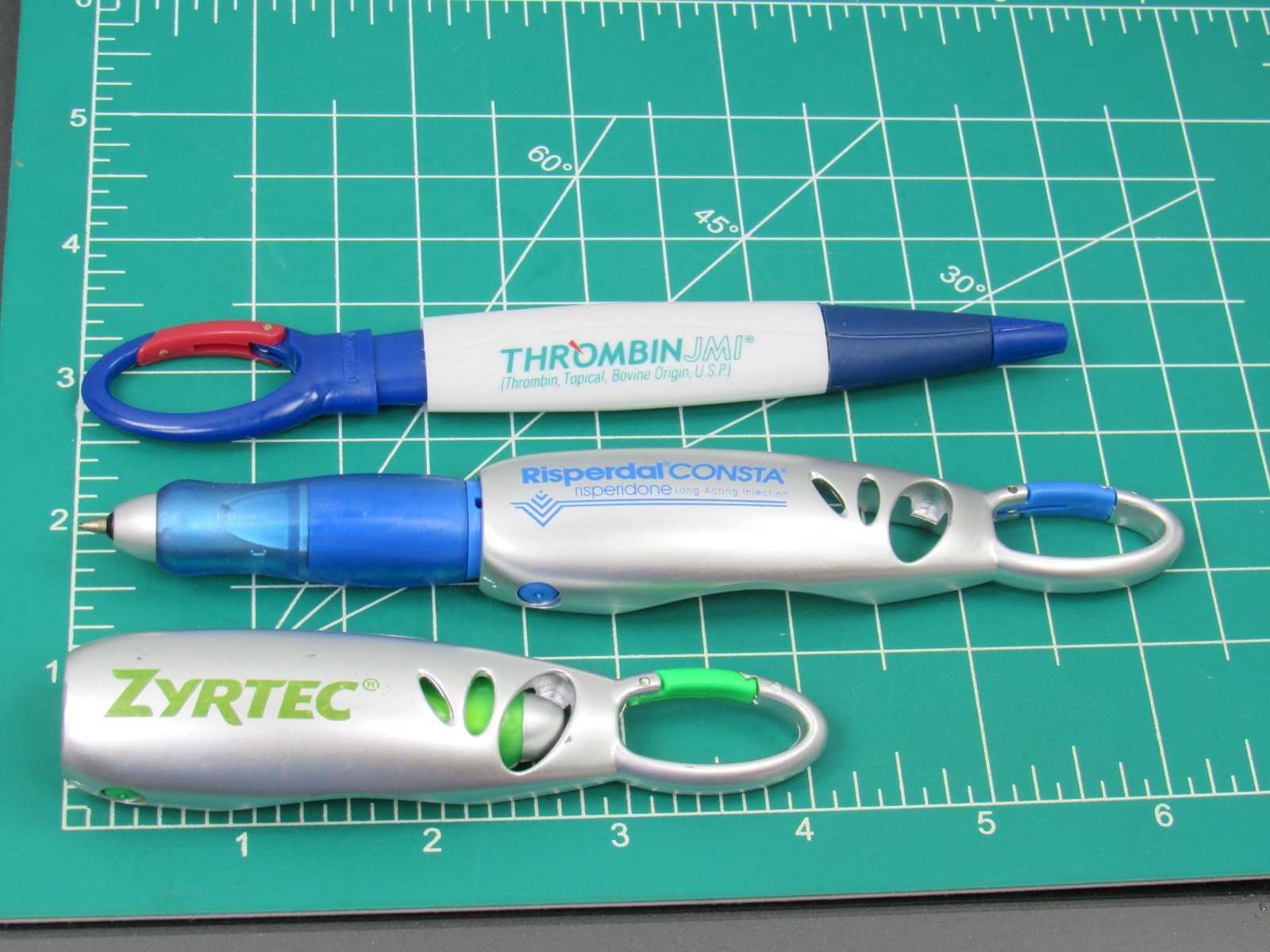 Zyrtec Risperdal Thrombin Carabiner PENS Drug Rep Pharmaceutical Promo Dry Ink