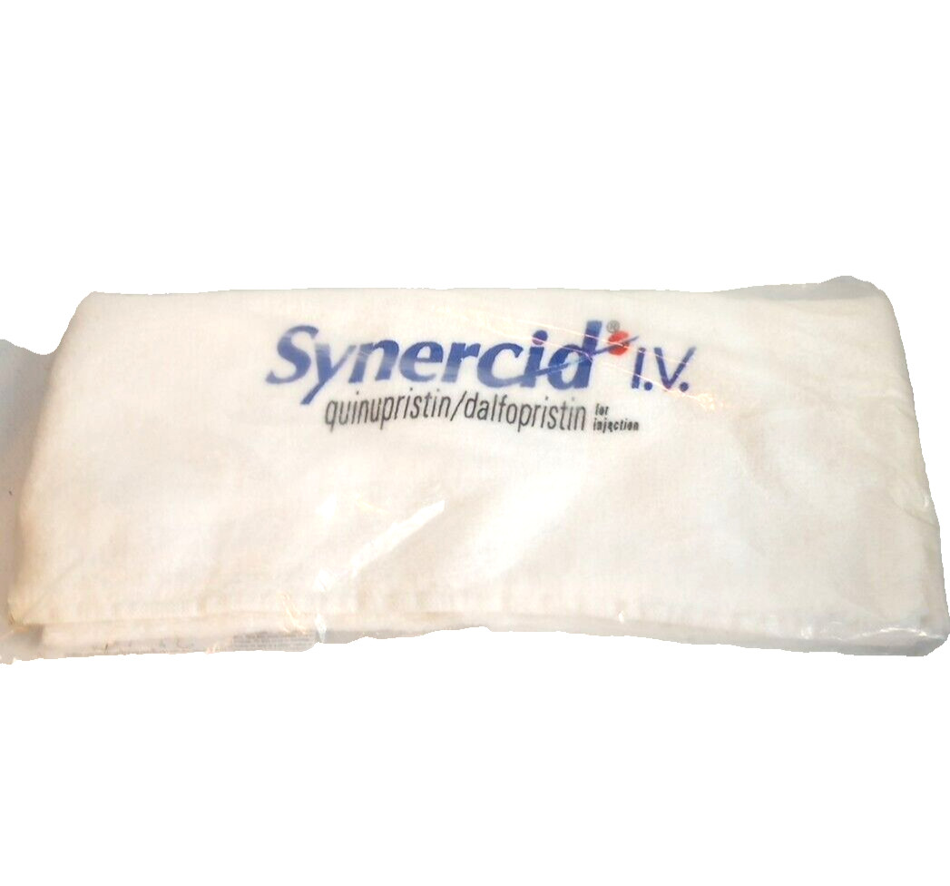 New Vintage Pharmaceutical Advert Promo Synercid IV Golf Towel w Ring Sealed USA