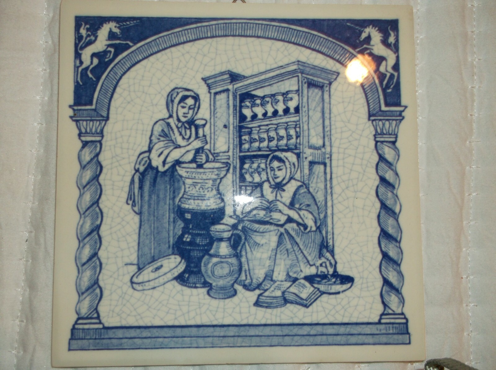 Set of 4 Vintage Delft Holland Handmade 1982, 1985, 1986, & 1988 Pill Tiles