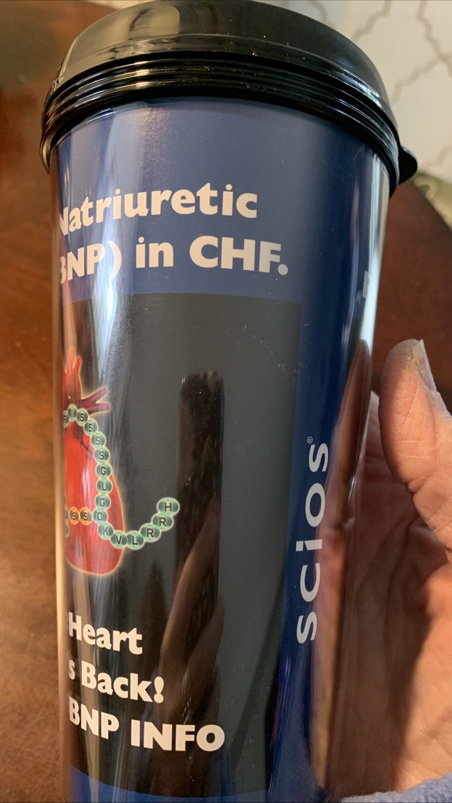 Scios Pharmaceutical BNP in CHF Plastic Travel Mug Cup