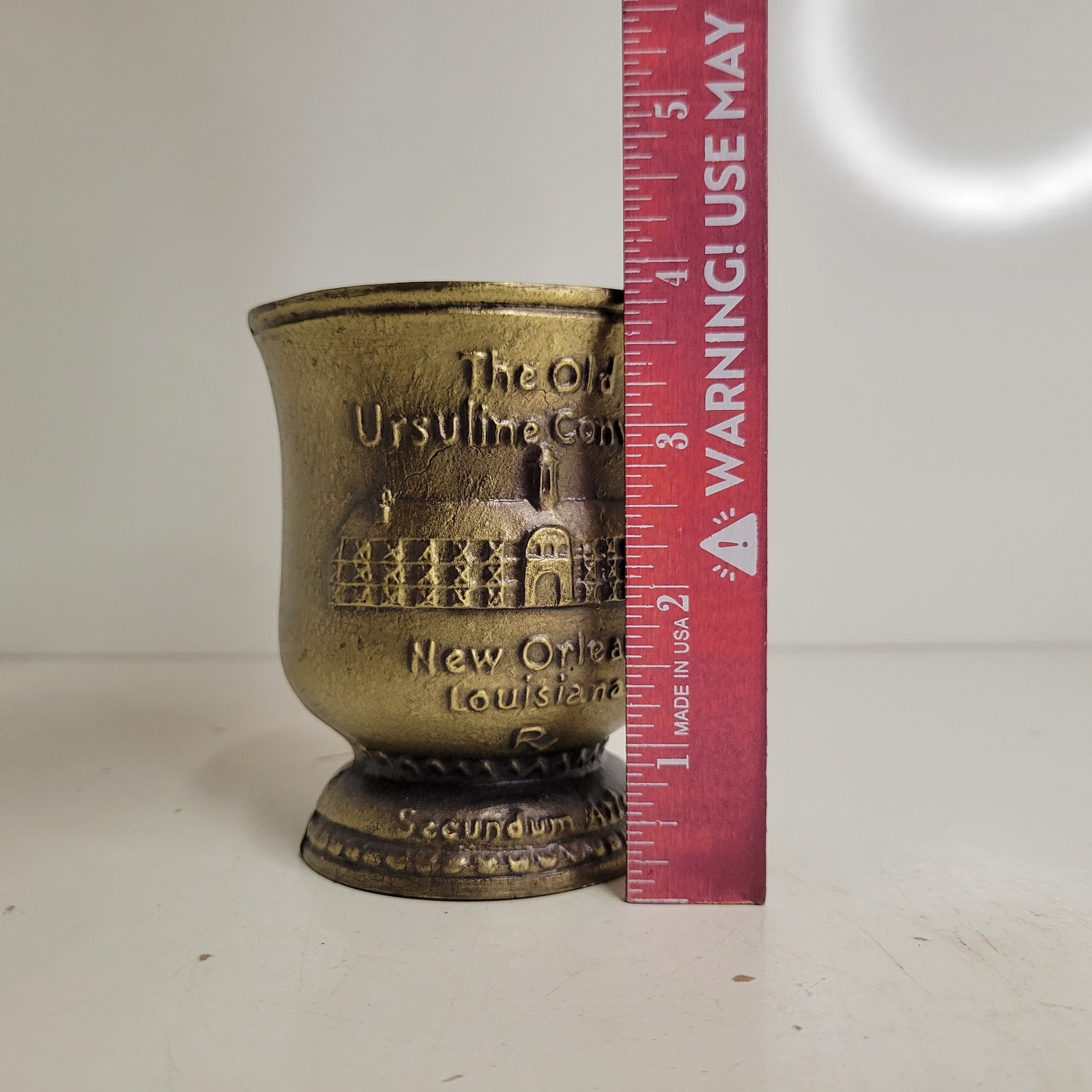 VTG 1985 Schering Brass Mortar & Pestle Ursuline Convent New Orleans Sis. Xavier