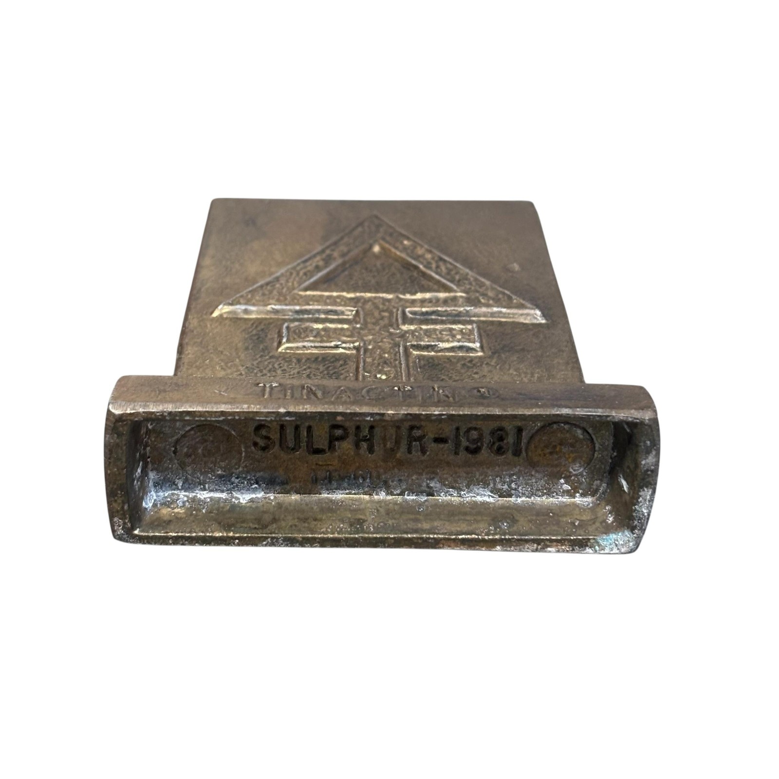 Vintage Tinactin Sulphur 1981 Bronze Metal Pharmacy Paperweight Secundum Artem