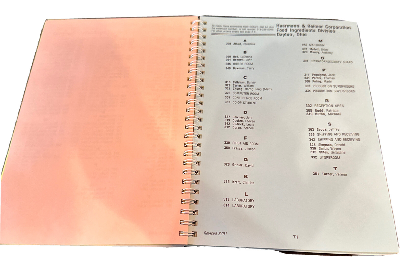 Miles Laboratories 1991 Vintage Telephone Directory Elkhart, Indiana