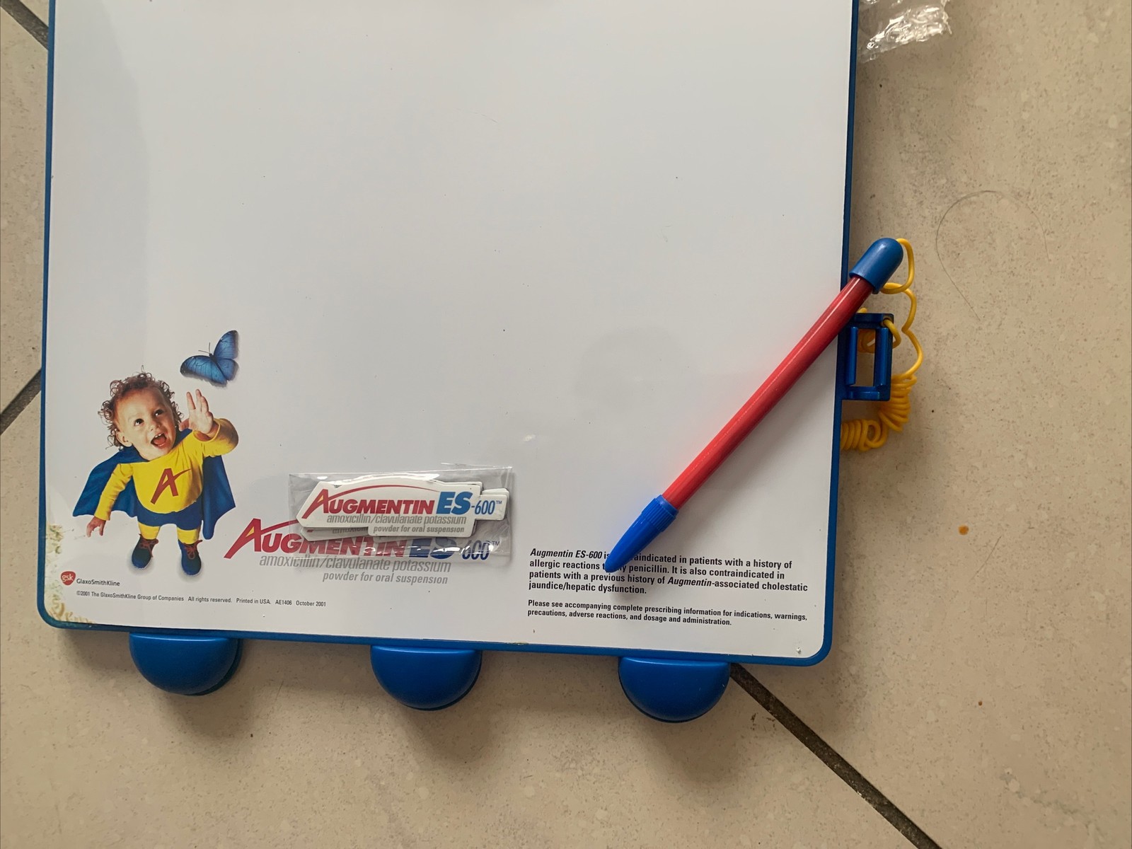 Magnetic White Board Augmentin Pharmaceutical Promotional New With Message Clips