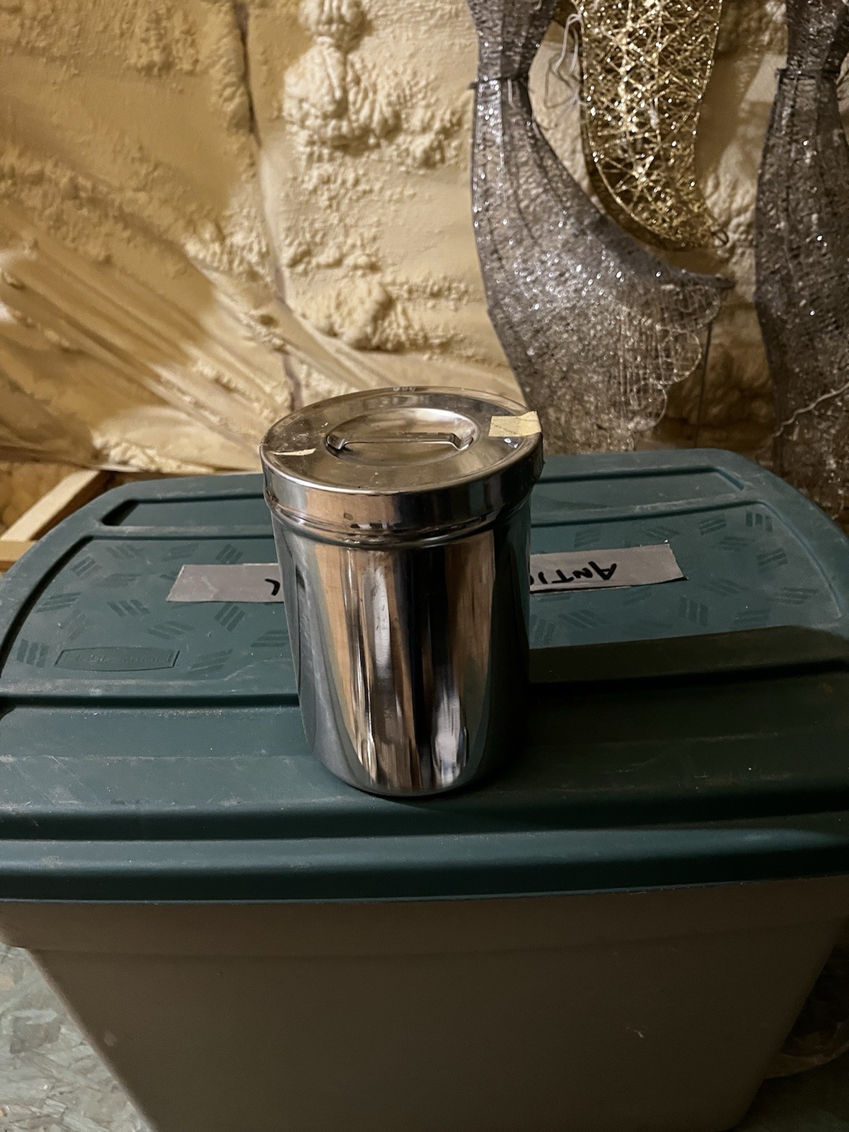 Vintage Stainless Steel Medical Canister / Container 6.75 X 4.75” with Lid