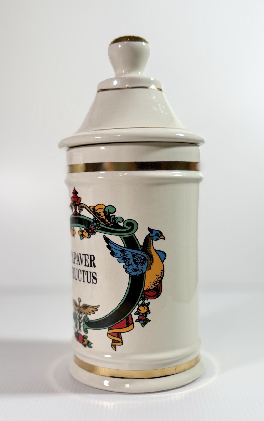 VTG PAPAVER FRUCTUS (Poppy Fruit) Apothecary Jar Pharma Craft Ceramic EUC