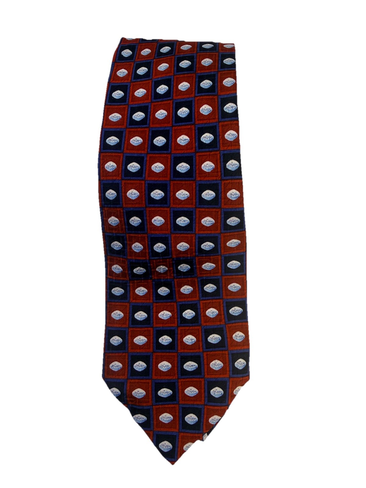 Viagra Pfizer Silk Tie Drug Rep Pharmaceutical Necktie Blue Pill Capsules Red
