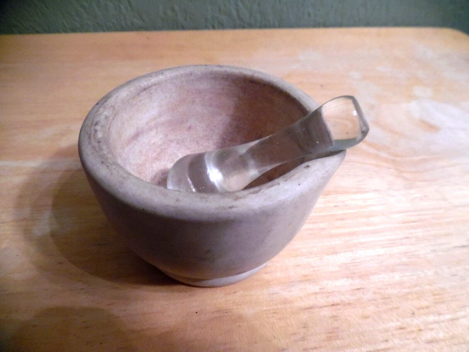 ACME TRADE MARK APOTHECARY SMALL STONEWARE MORTAR & GLASS PESTLE