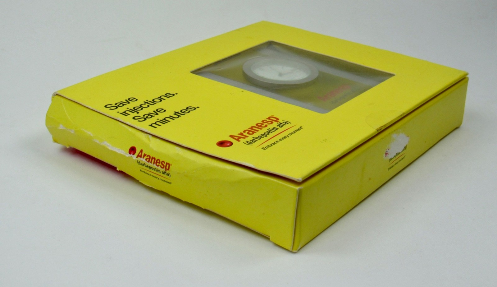 Rare Aranesp Desk Clock Drug Rep Pharmaceutical Promo In Original Box w/ Inserts