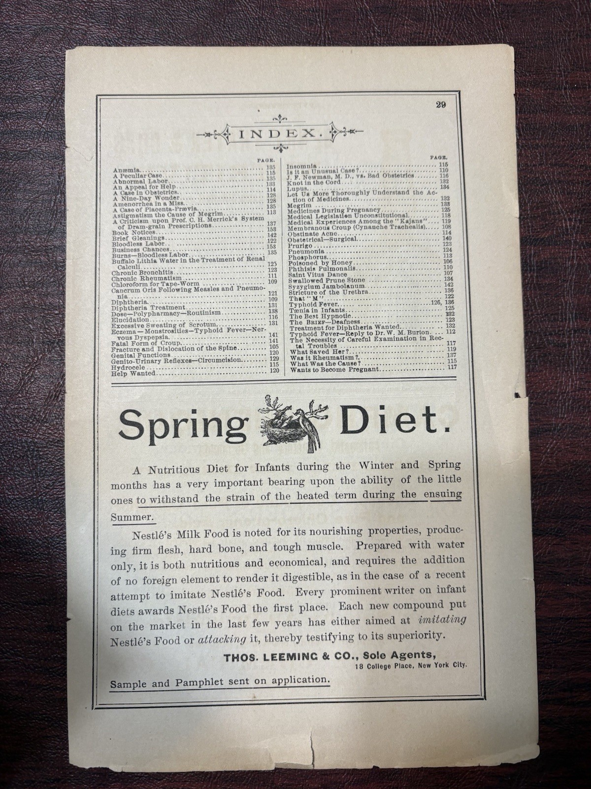 Antique Medical Brief Pharmaceutical Advertising Sheets c1888 Lot of 5