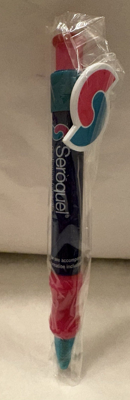 VTG SEROQUEL “S” LOGO PLASTIC PEN PHARMA PROMO REP LOGO ADVERTISING NEW NOS