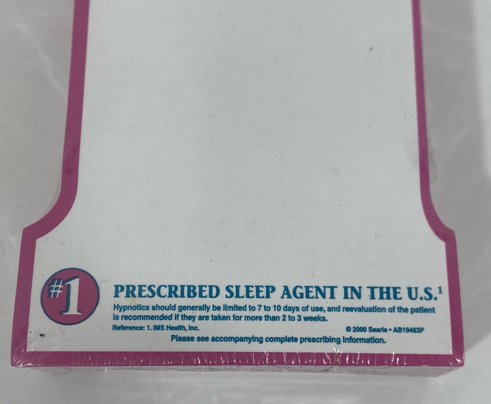 Vtg 2000 Ambien Pharma Drug Rep Merch Notepad Paper Pad Collectible Sealed