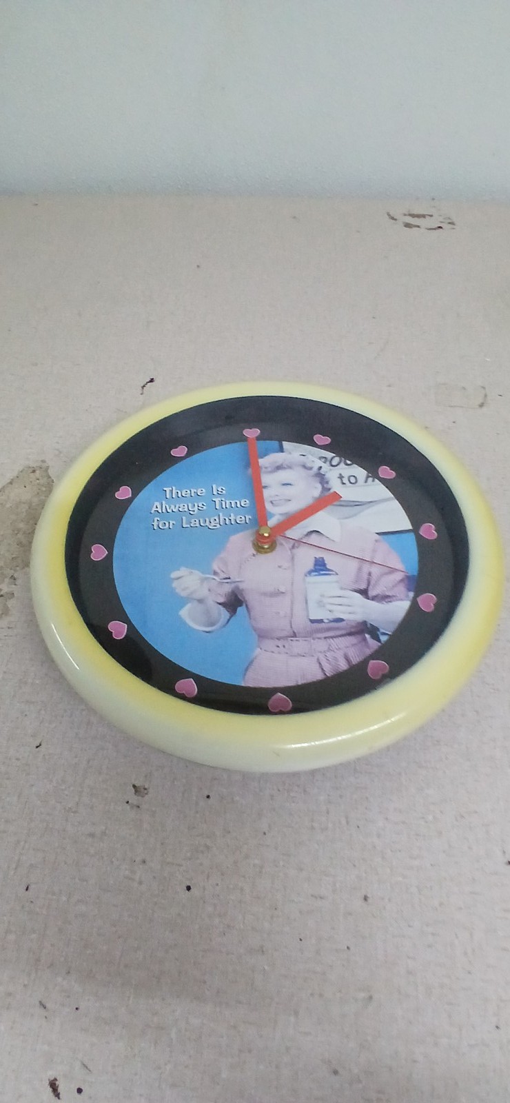 Vintage Quartz Wall Desk Clock “There Is Always Time for Laughter” Cream Black