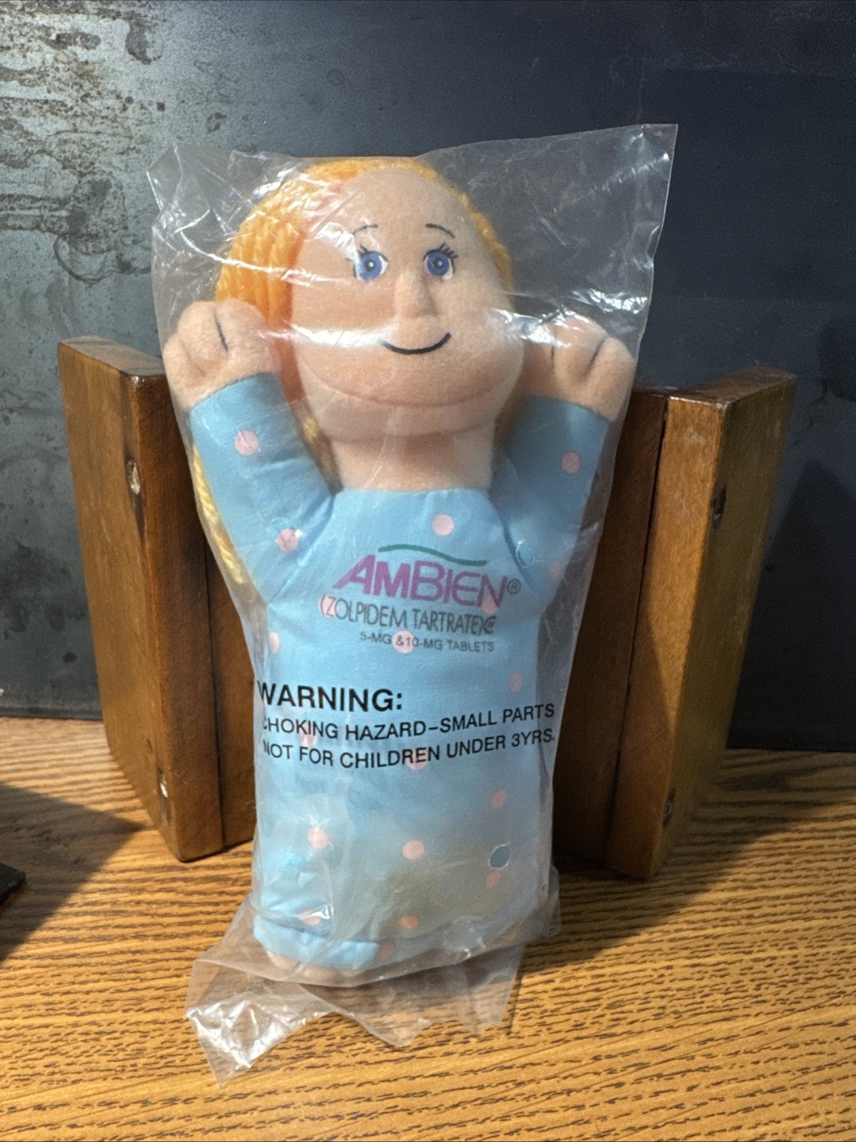 RARE Vintage AMBIEN Sleepy Girl Plush Beanbag Doll – Pharmaceutical Promo! NEW!