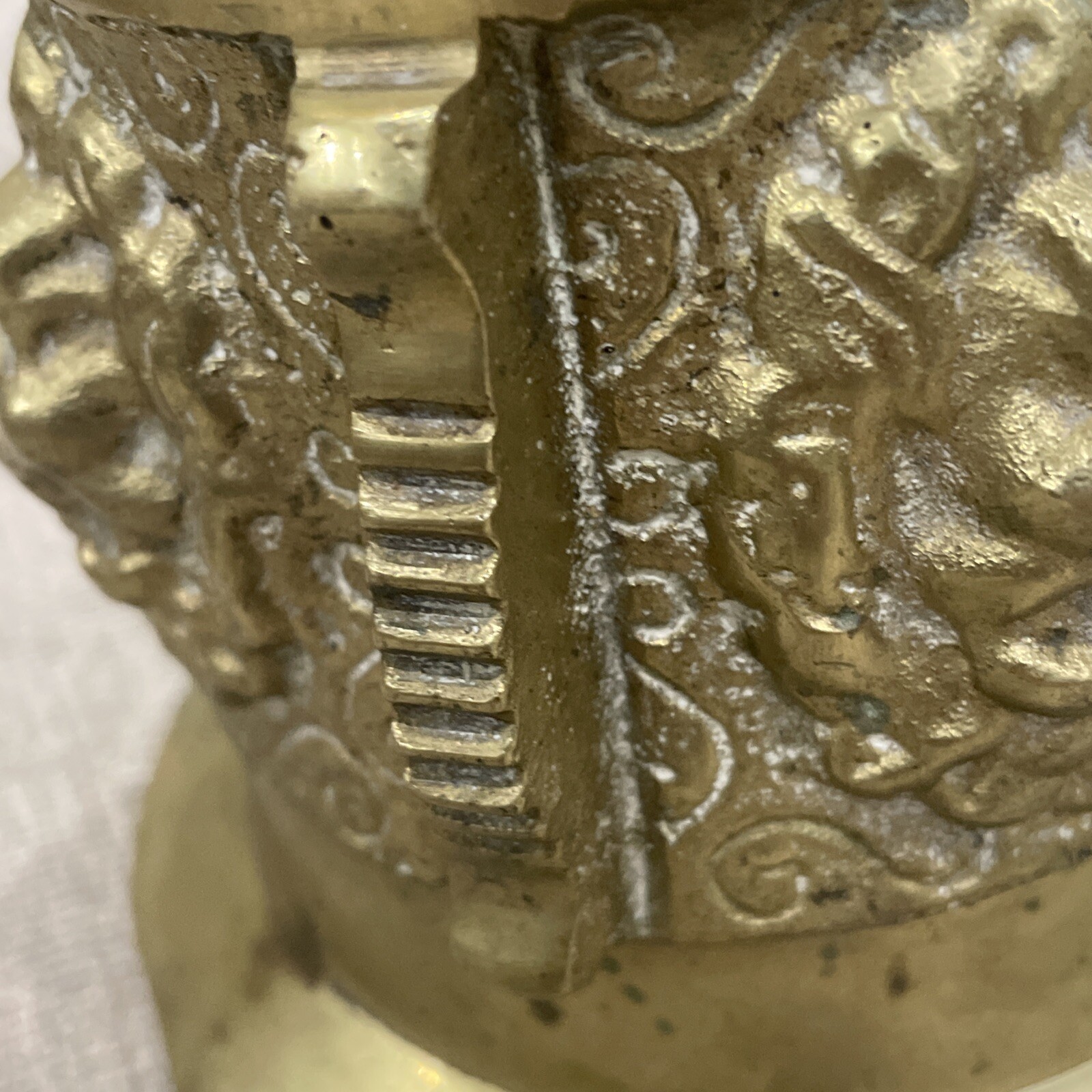 Vintage Brass Mortar Heavy Pharmaceutical Apothecary Ornate Lions Head