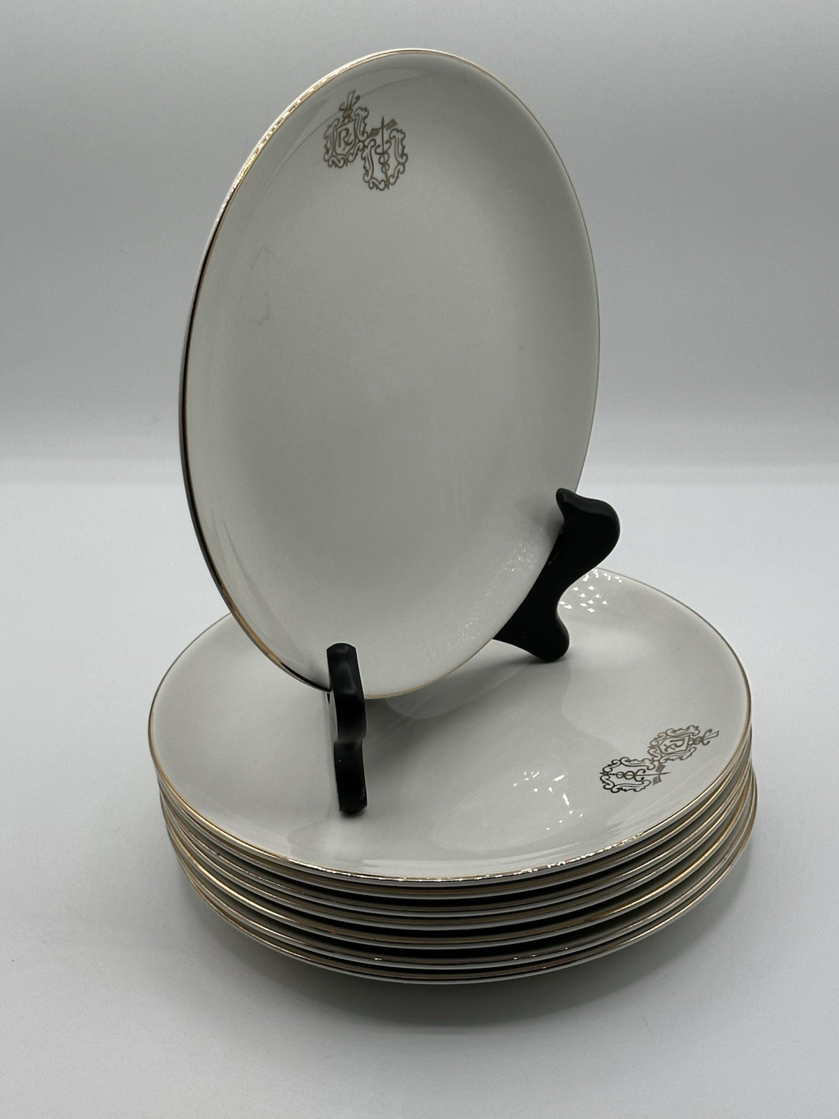 Set of 8 Vintage Crestware Rx Pharmacist Caduceus Salad Dessert Plates 7.5″