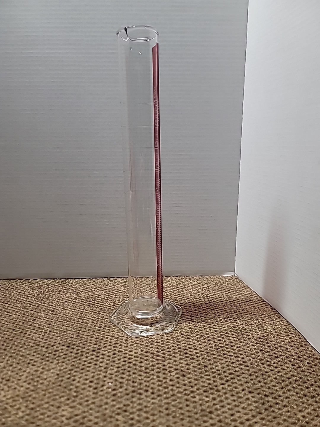 Vtg 500 ML 20c Red Glass Scale Measurement Pyrex Chemistry Pharmacy