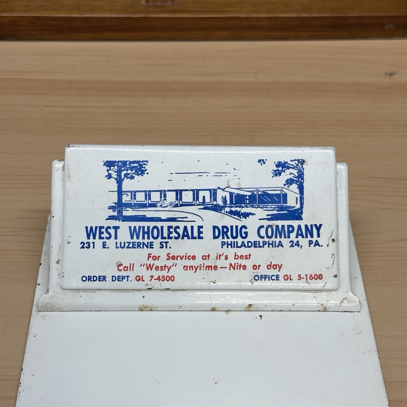 Vintage Metal Mini Clipboard Advertising West Wholesale Drug Co Philadelphia