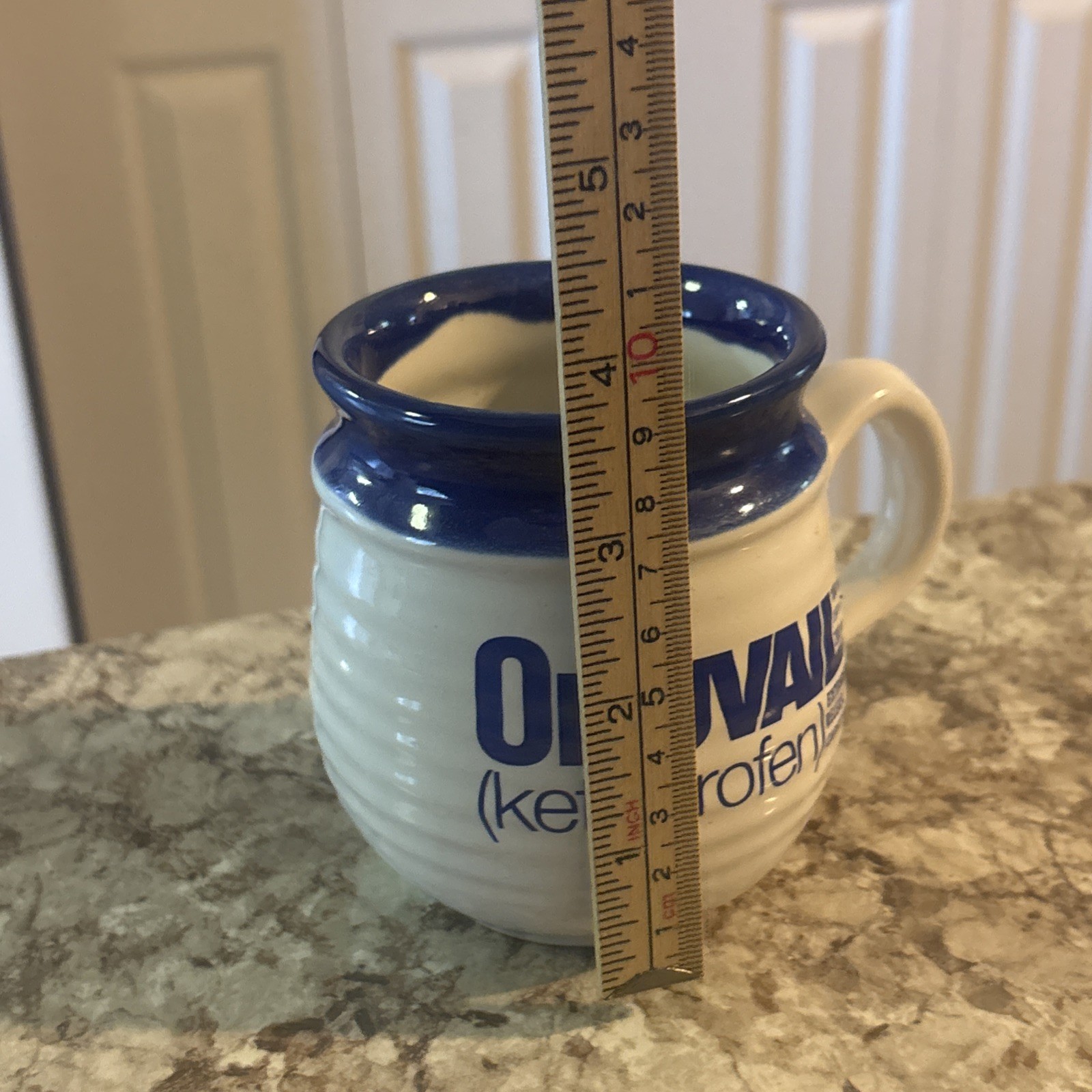 Vintage Oruvail Ketoprofen Coffee Mug Cup USA Pottery Drug Rep Pharmaceutical