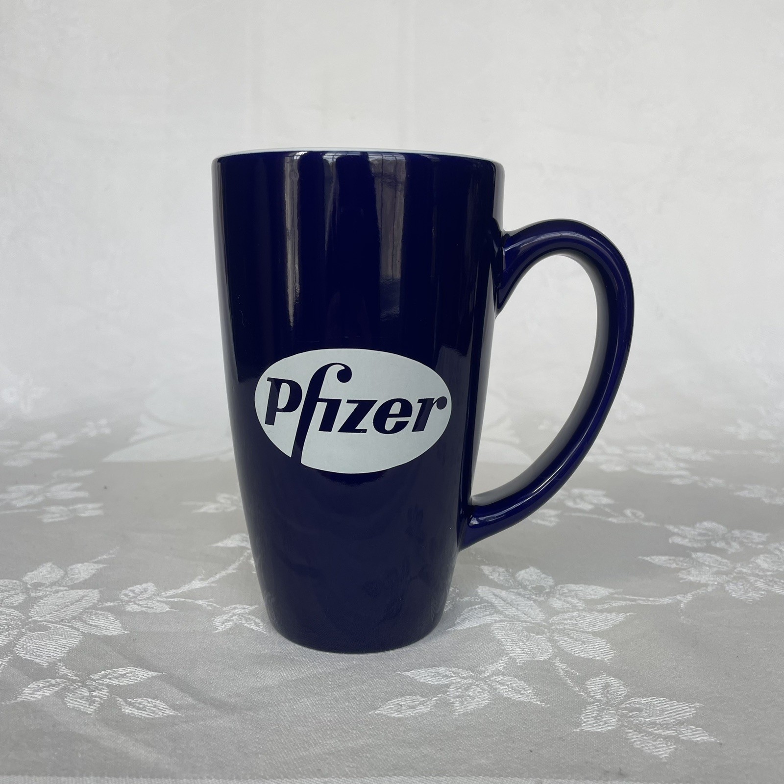 Pfizer Pharmaceutical Advertising Coffee Mug Drug Promo Vaccine 18 oz Indigo