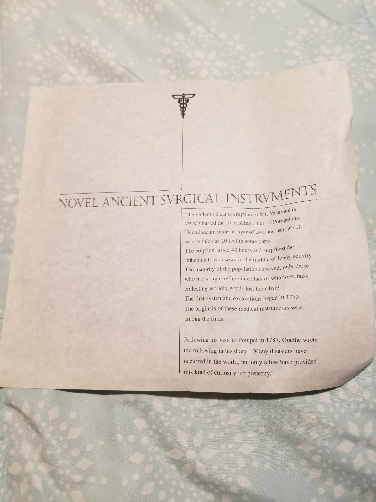 Lotrel Ancient Roman Surgical Instruments Plaque