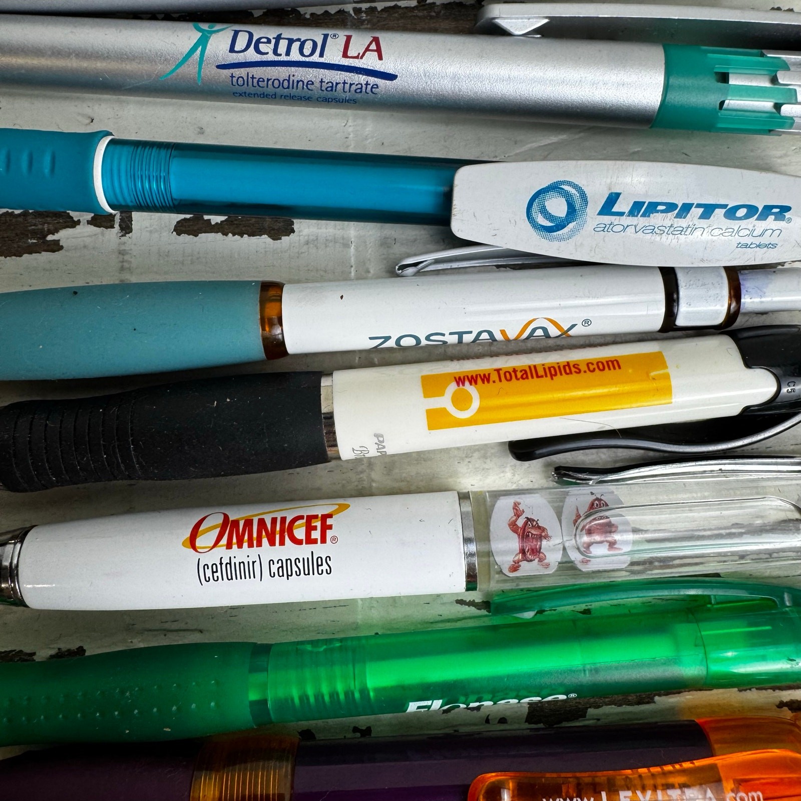 Pharmaceutical Drug Rep Pen Lot Bundle of 8 Ink Pens Flonase Detrol Prevacid