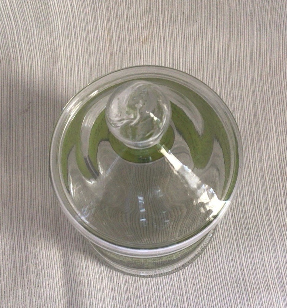 Vintage 1970s Glass Apothecary Jar Lid Uric Acid Gout Poison Army Navy Liniment