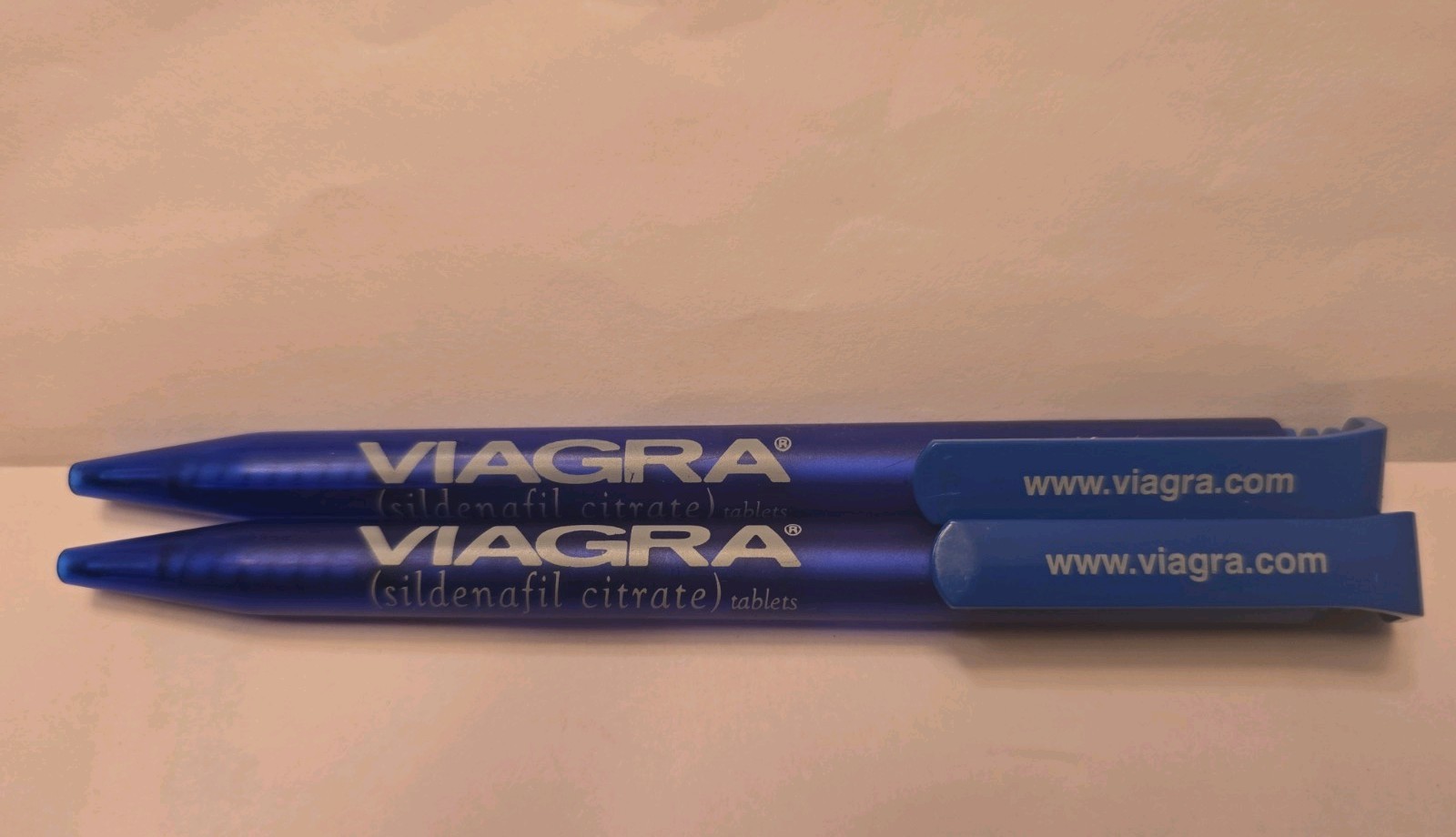 Viagra Plastic Pens x2 Dark Blue Plastic Body Pharmaceutical Drug Rep Promo