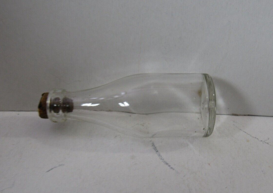 United Glass Bottle UGB (8-s) England Miniature Clear Glass Medicine bottle 3″H
