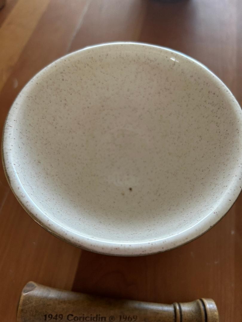Vtg Schering Louis Hebert Ceramic Mortar & Wood Pestle Apothecary Pharma 1969