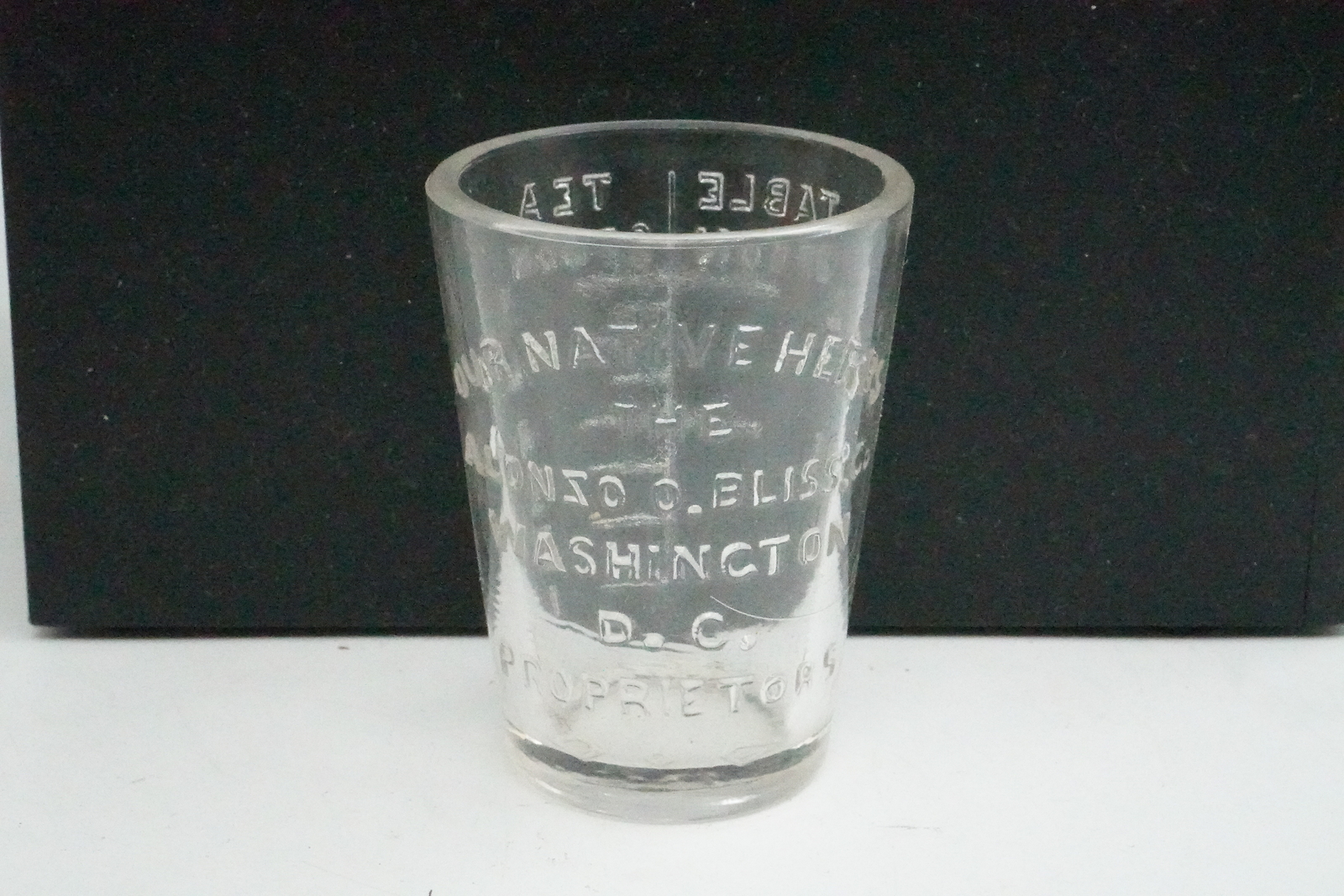 Apothecary Dose Measurement Glass Cup Our Native Herbs Alonzo O. Bliss Co