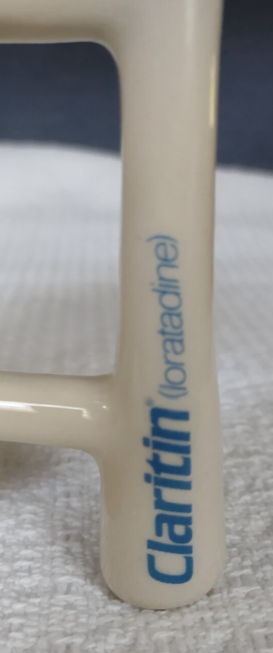 PHARMACY ADVERTISING MUG ~ Claritin ~ Heavy Off-White Pottery ~ Made in USA