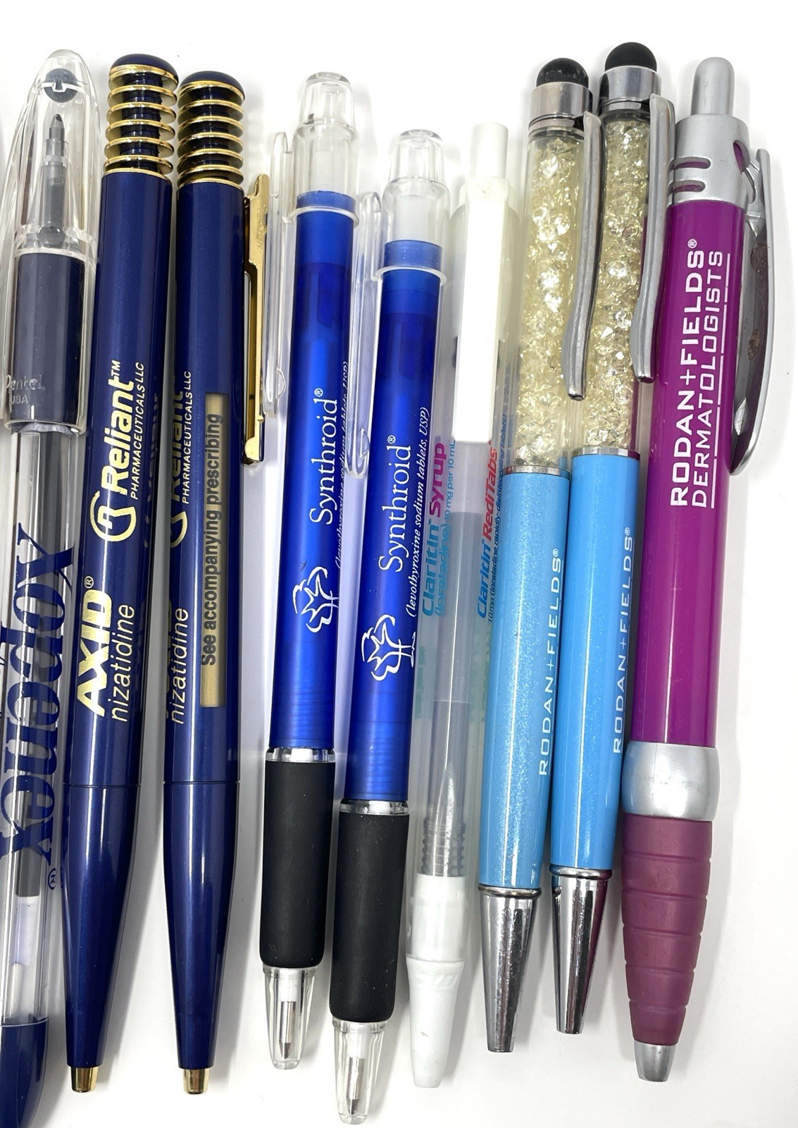 Lot of 18 Pharma Pharmaceutical Logo Ink Pens Duragesic Xopenex Axid Claritin