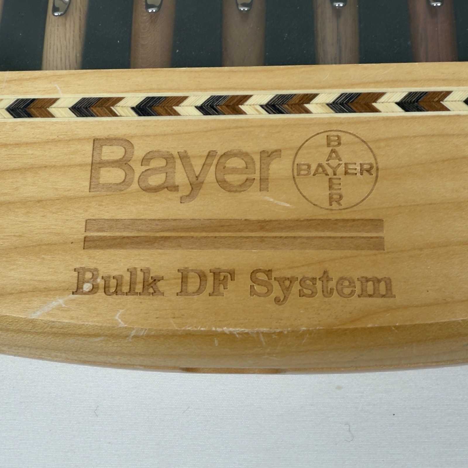 VTG Bayer Pharmaceutical Advertising Desk Display Wood Pen Holder Promo