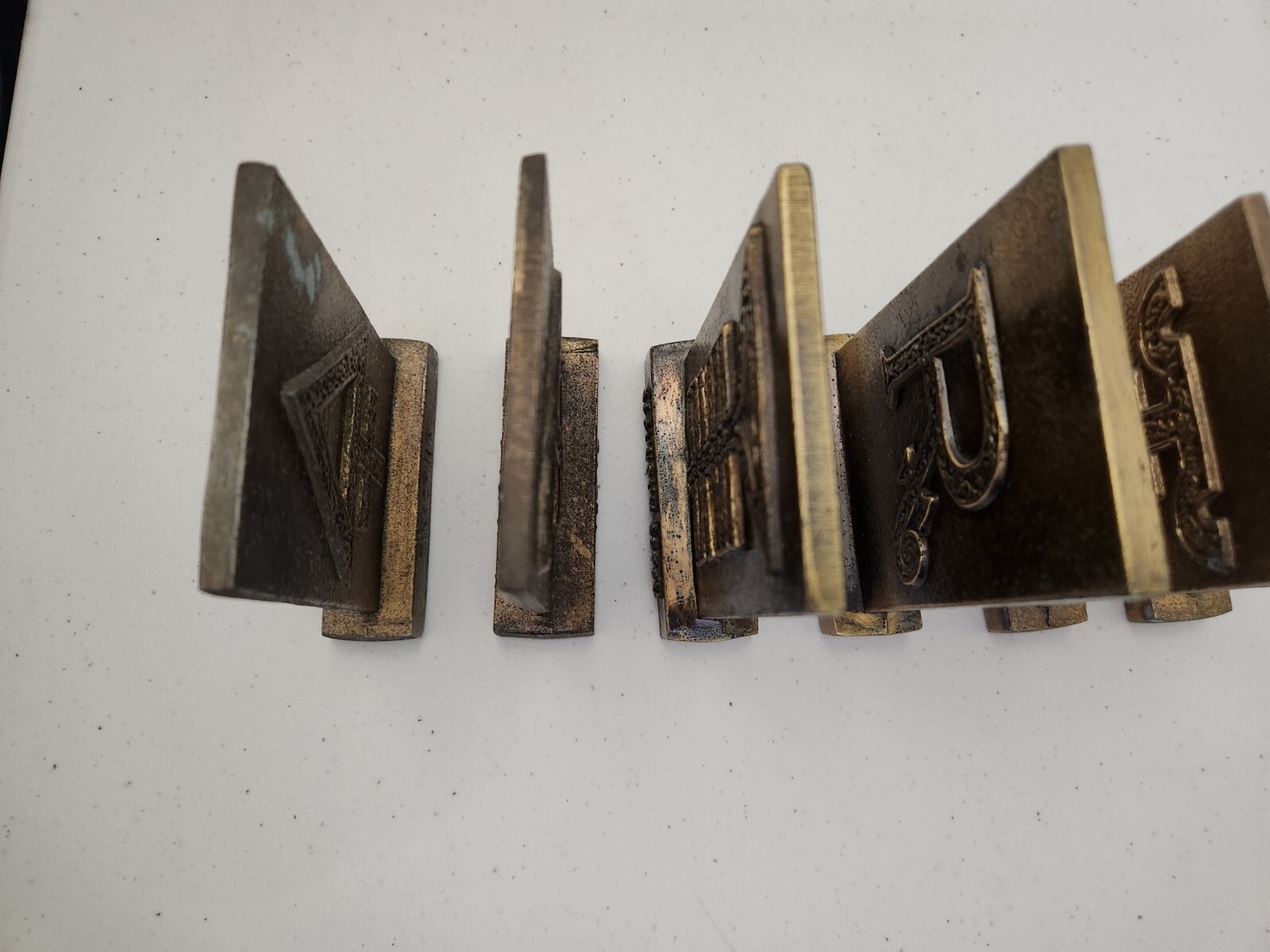 1977-81 Tinactin Apothecary Symbols Bronze Metal Paperweight/Bookends 6 Lot SET