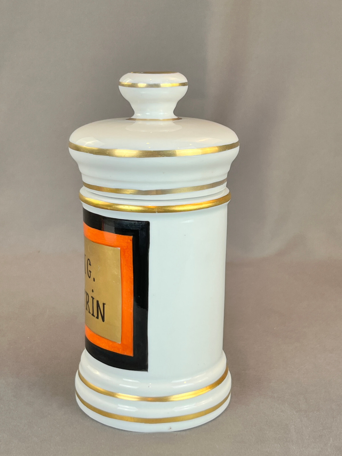 Vintage French Porcelain 7 ½” ONG CITRIN Apothecary Jar by D.T.