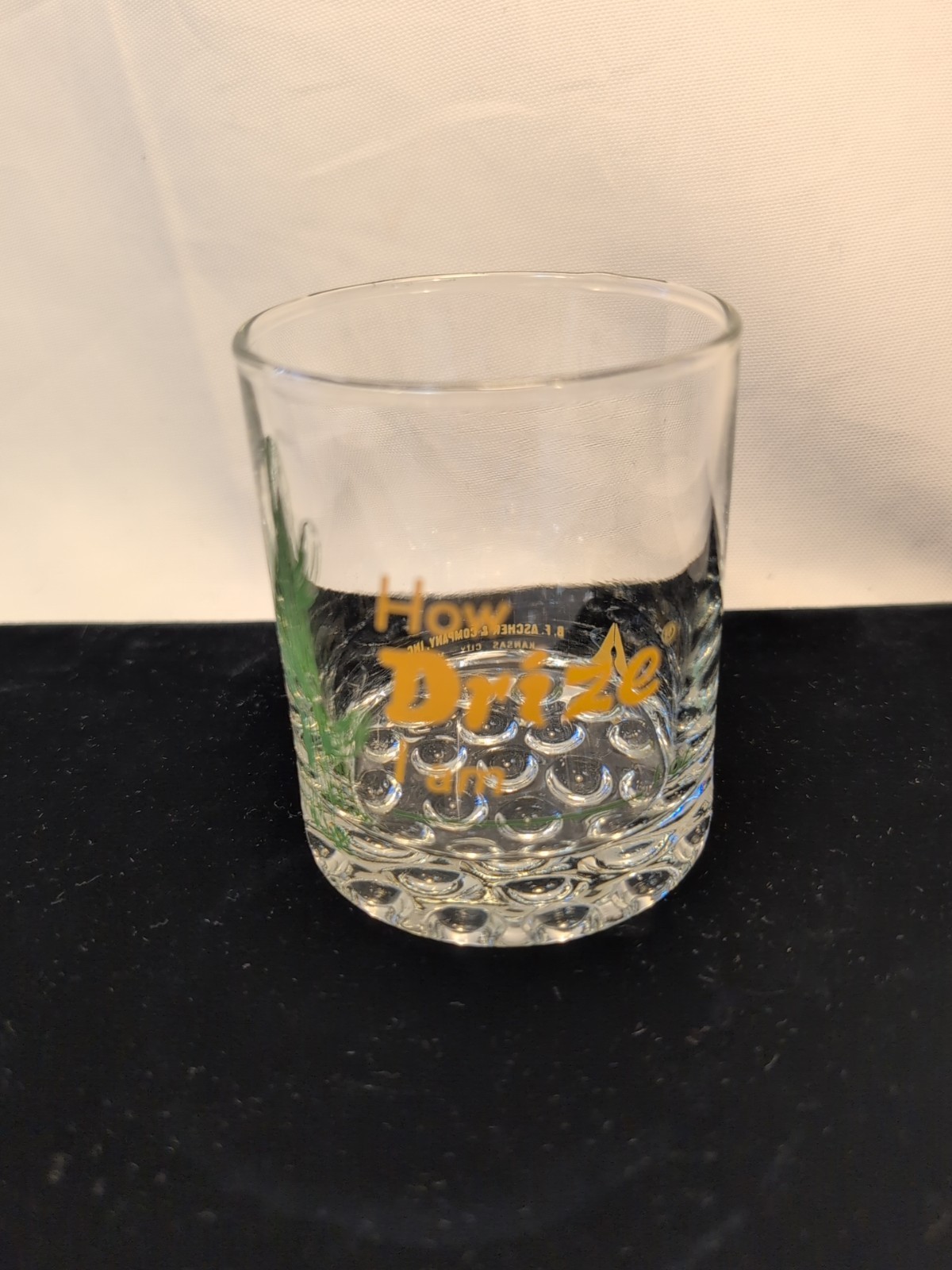 Vintage Drize Pharmaceutical Drug Rep Promo Rocks Glass “How Drize I Am” 3.5in