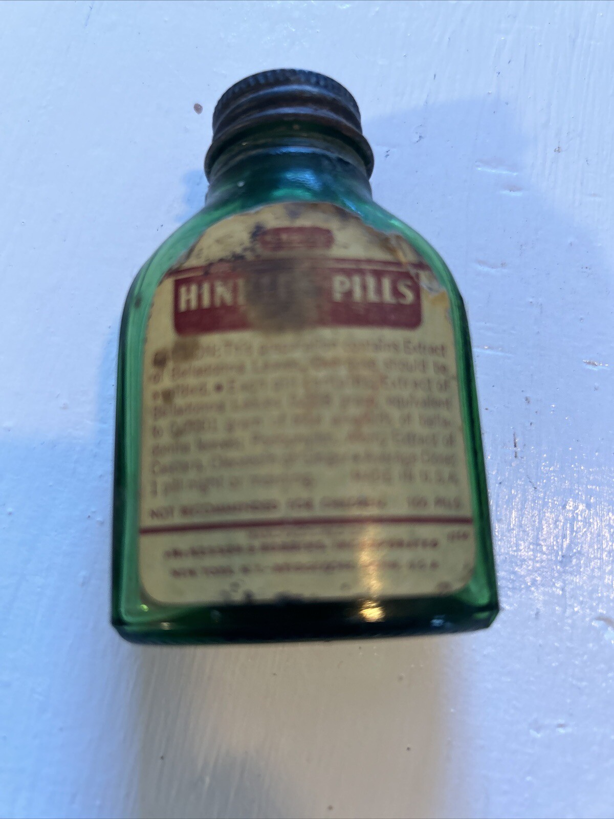 VINTAGE APOTHECARY MCKESSONS HINKLE’S PILLS JAR WITH CONTENTS