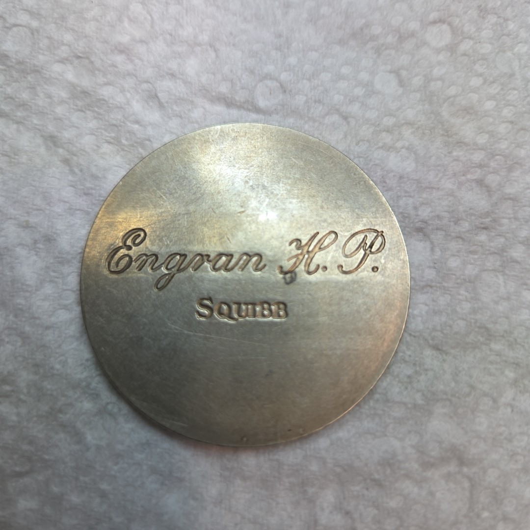 Vintage SQUIBB Pharmaceutical Pregnancy Calendar Obstetrician Silver Color Coin