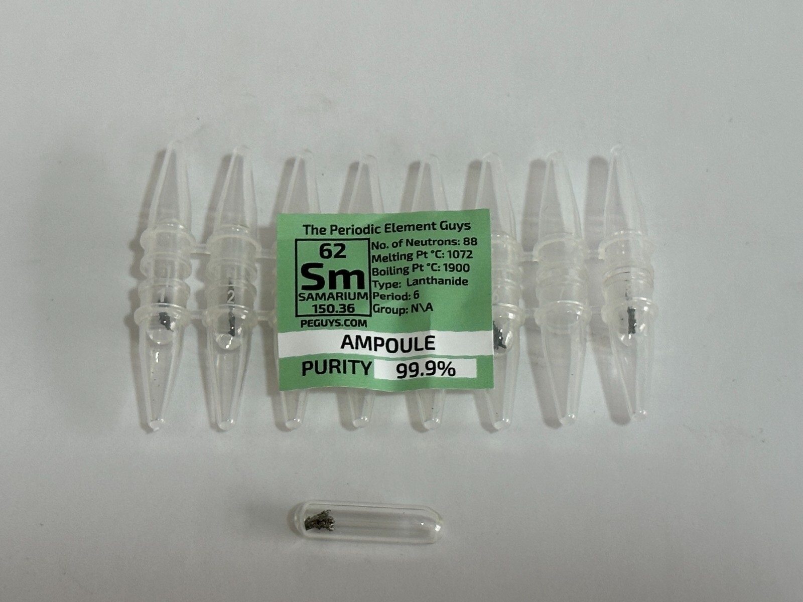 8 x Samarium Metal 99.9% un-oxidized Argon Ampoules WHOLESALE Periodic Elements