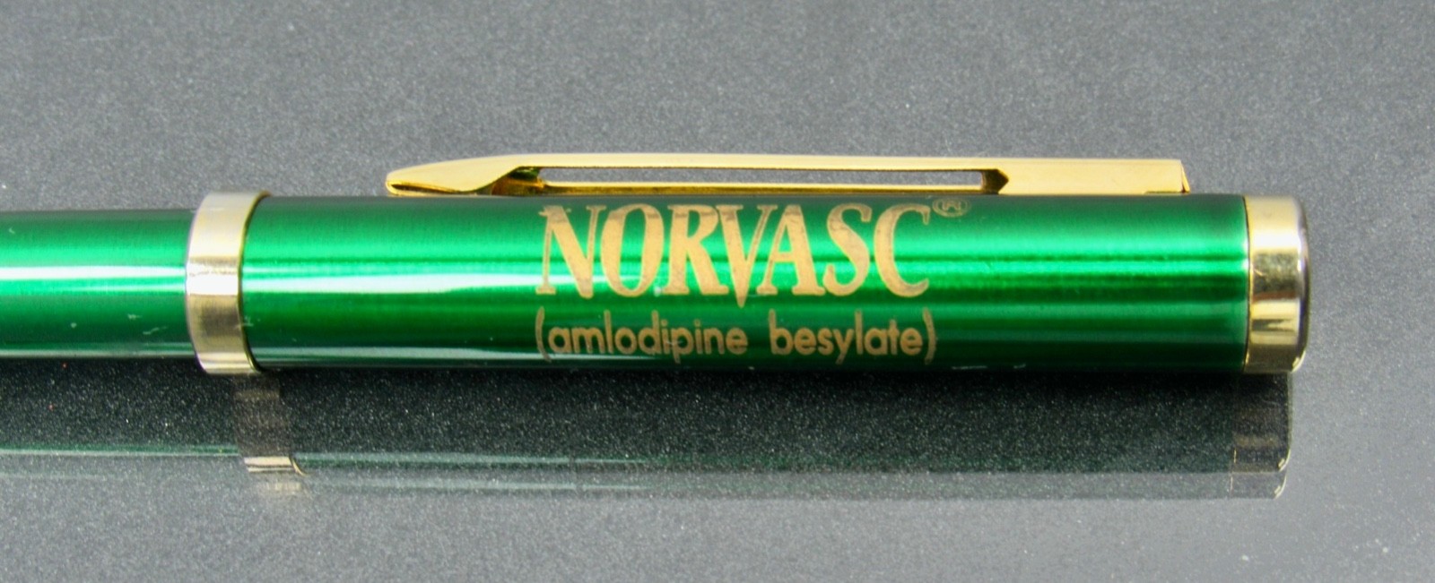 Metallic Green Norvasc PEN Pfizer Clip Drug Rep Pharmaceutical Promo Advertising